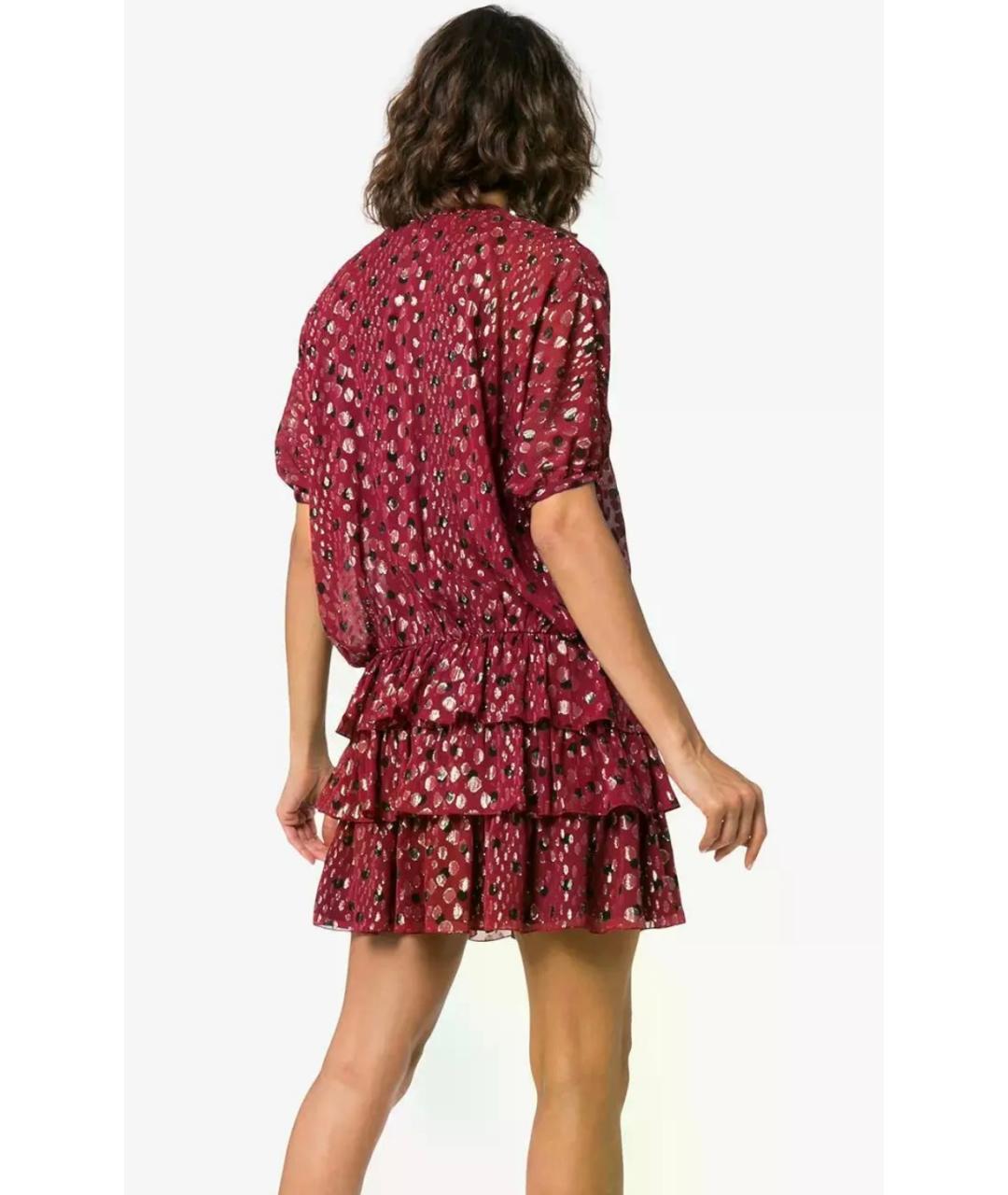 SAINT LAURENT Бордовое шелковое коктейльное платье, фото 4