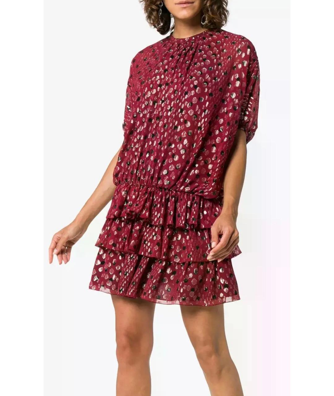 SAINT LAURENT Бордовое шелковое коктейльное платье, фото 3
