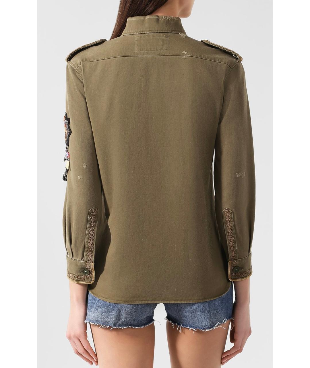 SAINT LAURENT Хаки хлопковая рубашка, фото 5