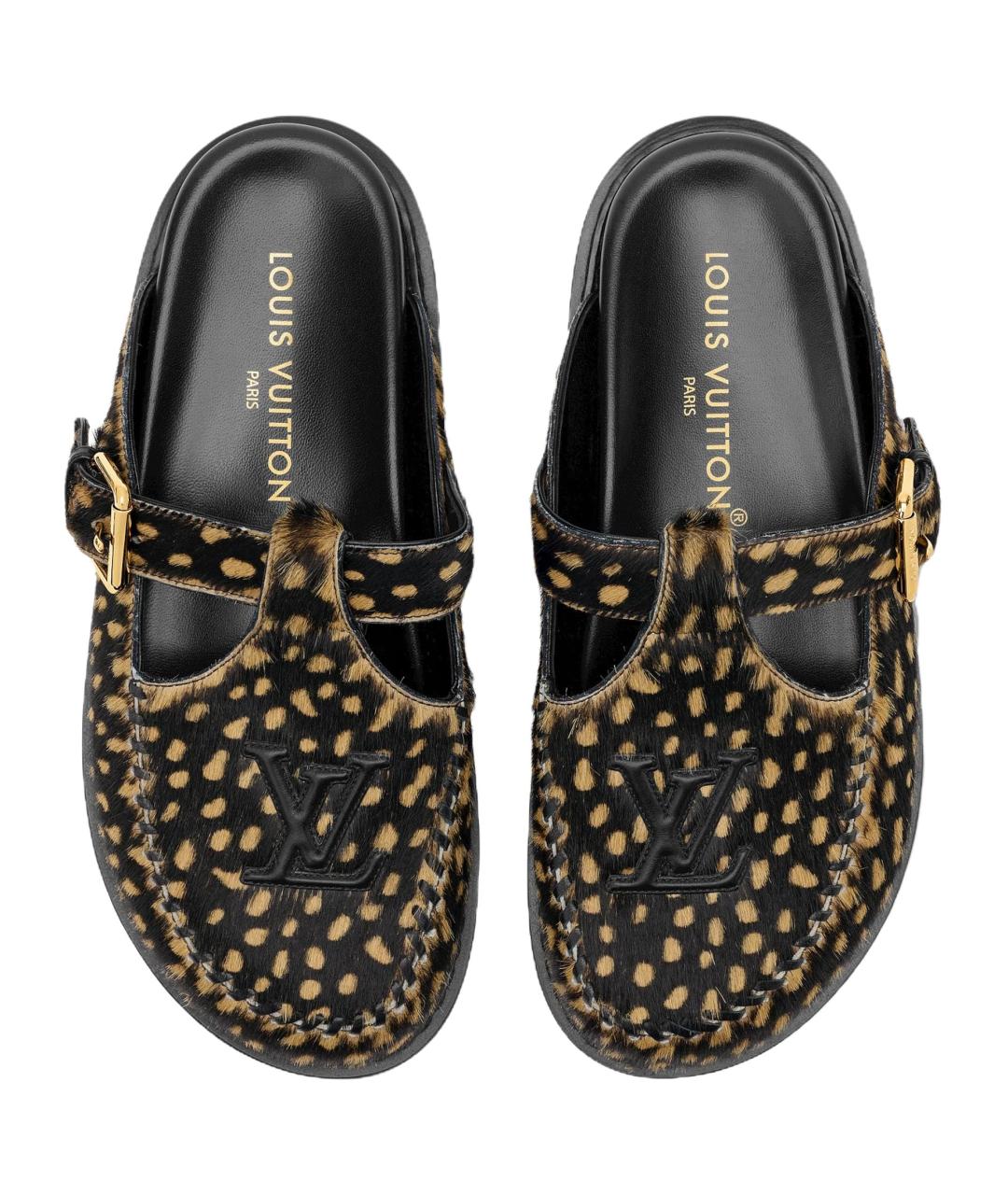 LOUIS VUITTON Черные кожаные сабо, фото 4