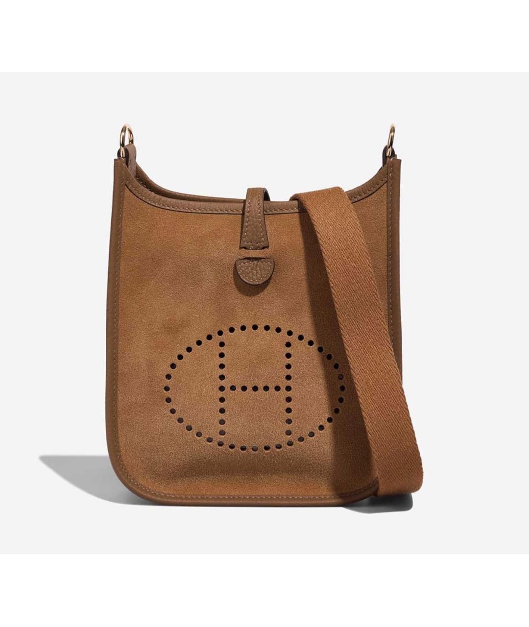 HERMES Коричневая замшевая сумка через плечо, фото 4