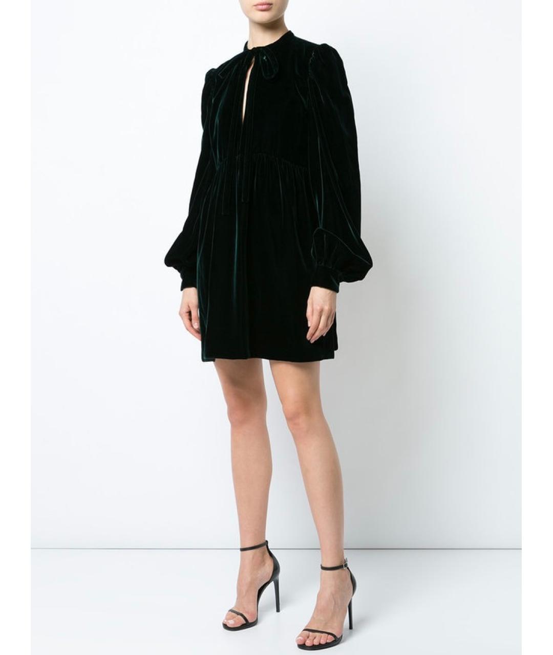 SAINT LAURENT Зеленое бархатное коктейльное платье, фото 2