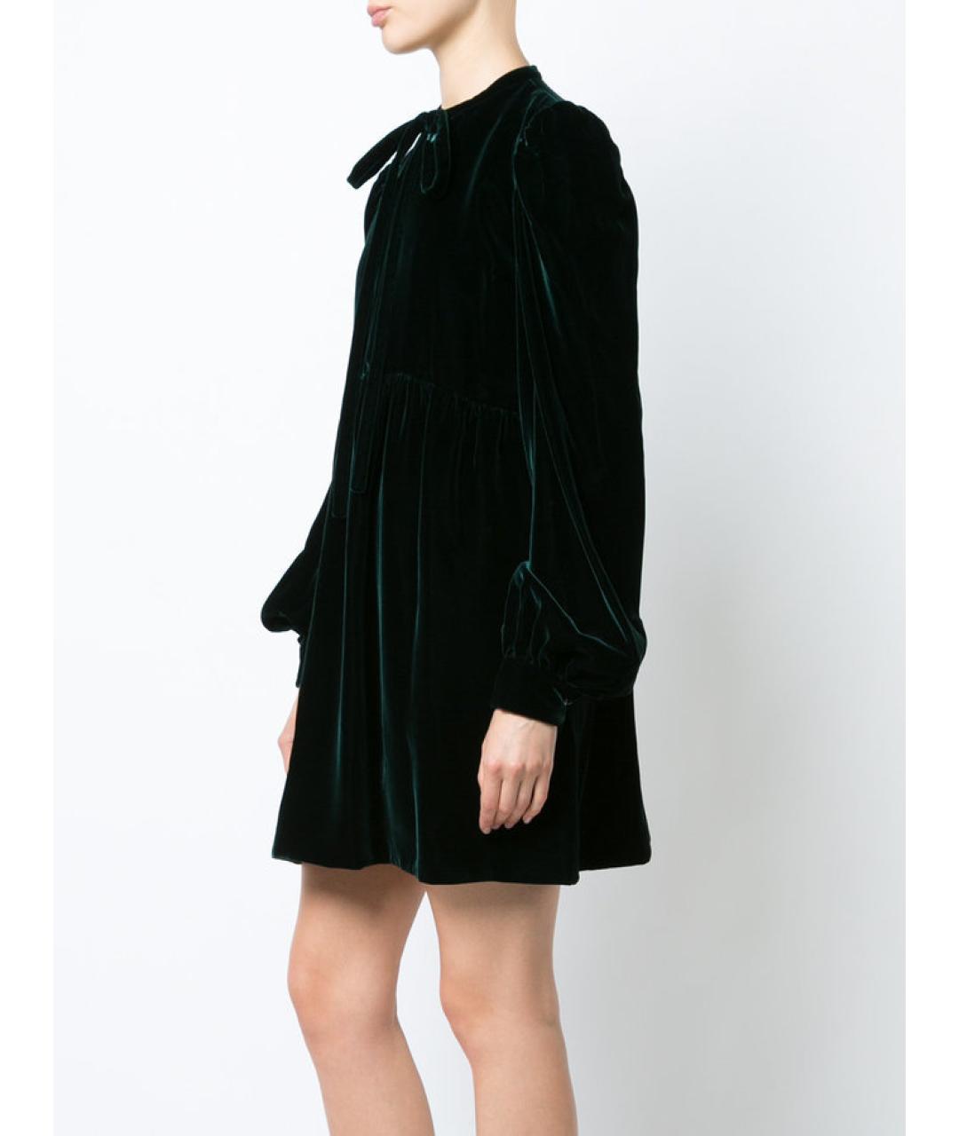 SAINT LAURENT Зеленое бархатное коктейльное платье, фото 3