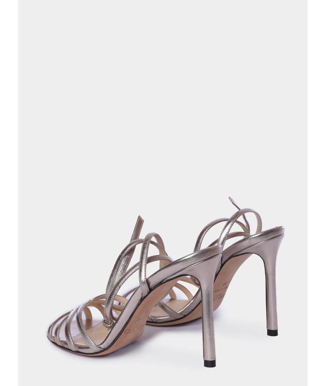 JIMMY CHOO Золотые босоножки, фото 5