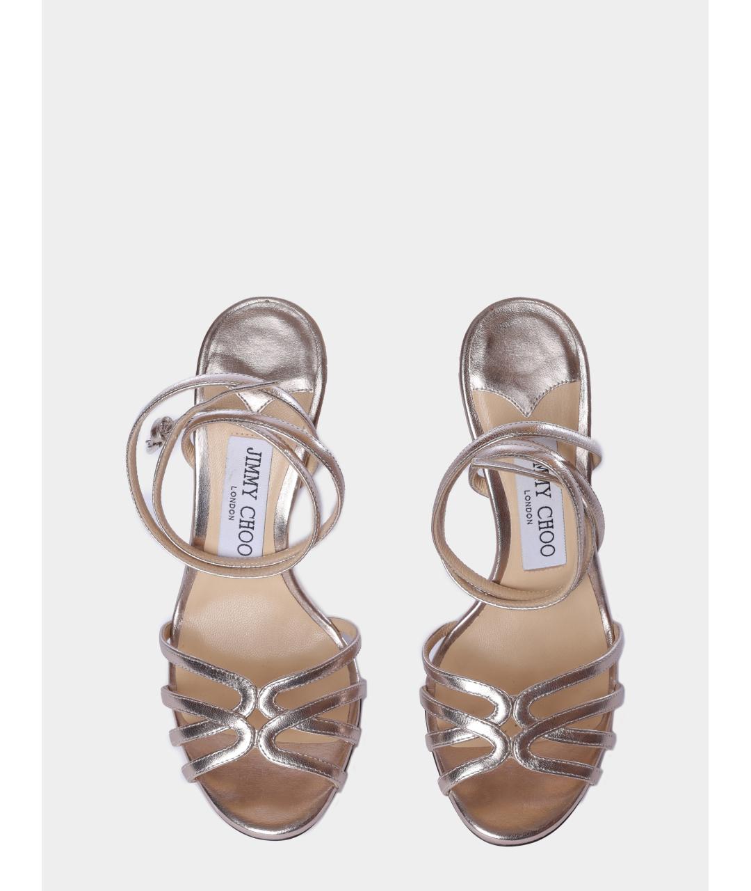 JIMMY CHOO Золотые босоножки, фото 4