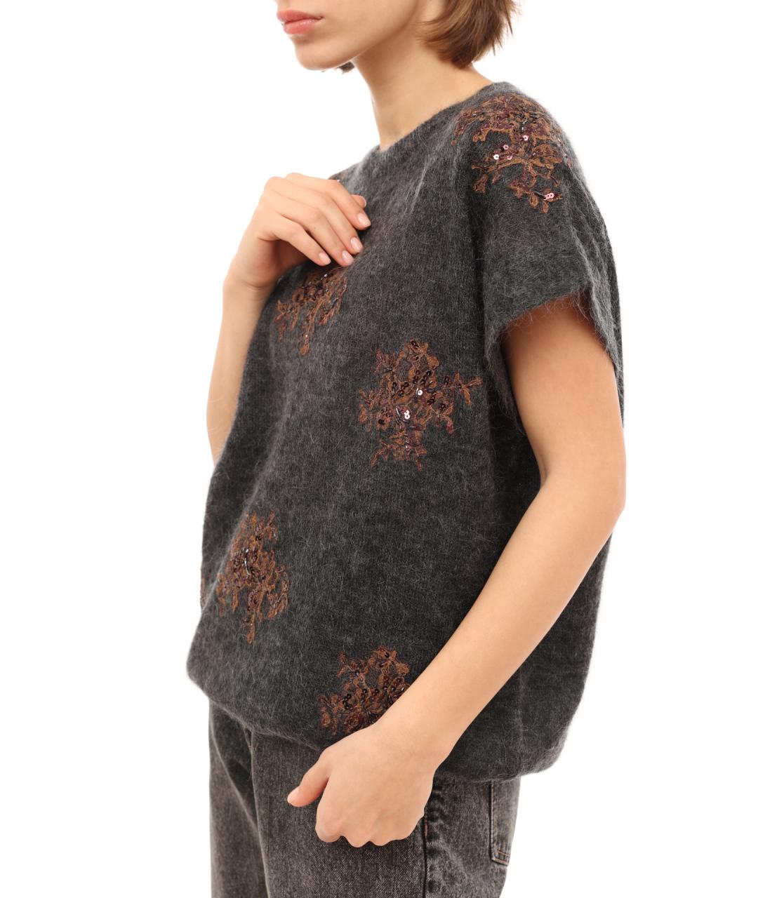 BRUNELLO CUCINELLI Серая футболка, фото 6