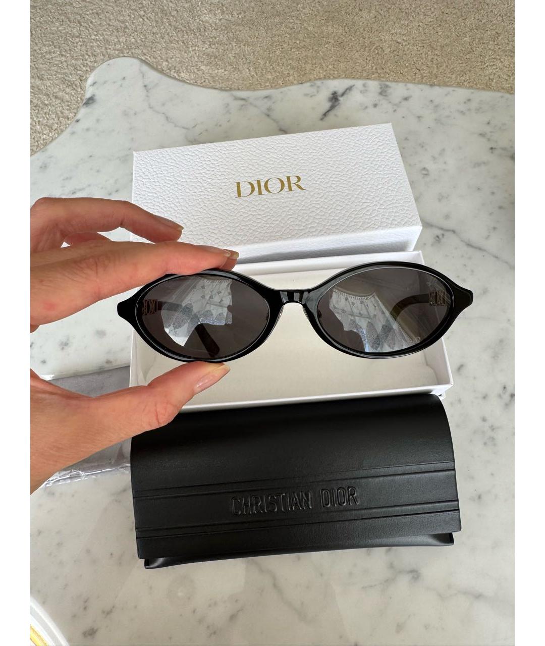 CHRISTIAN DIOR Черные пластиковые солнцезащитные очки, фото 4