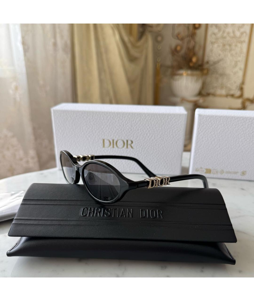 CHRISTIAN DIOR Черные пластиковые солнцезащитные очки, фото 2
