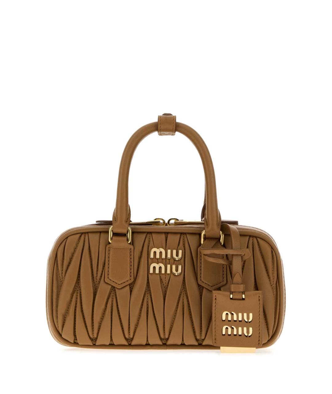 MIU MIU Коричневая кожаная сумка с короткими ручками, фото 1