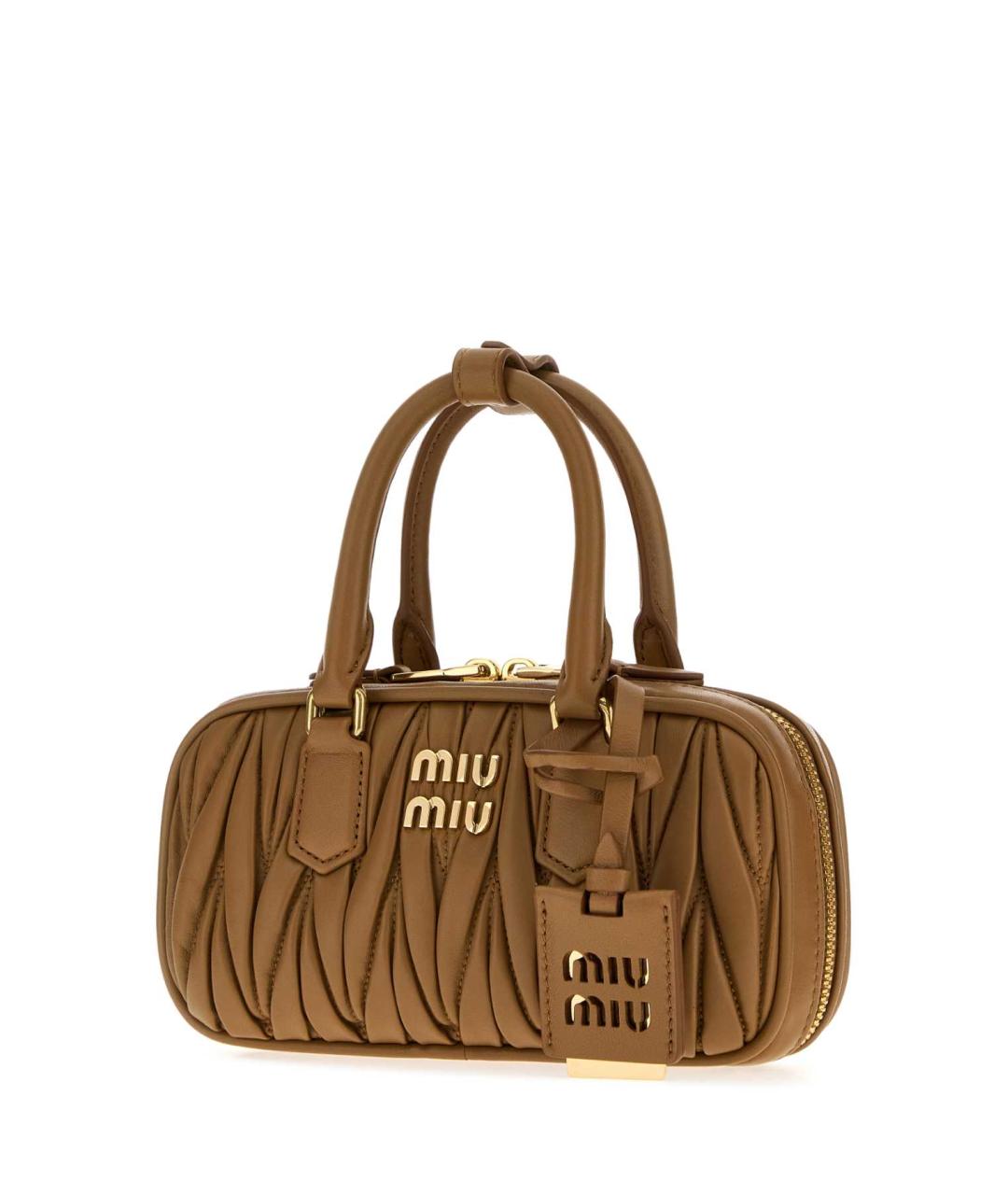 MIU MIU Коричневая кожаная сумка с короткими ручками, фото 2