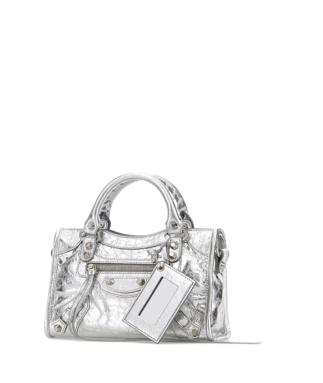 BALENCIAGA Серебряная кожаная сумка тоут, фото 2