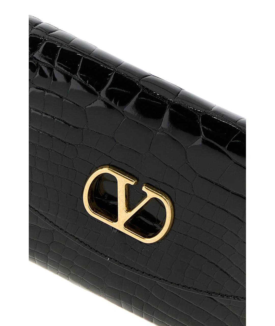 VALENTINO Черная сумка через плечо из кожи аллигатора, фото 4