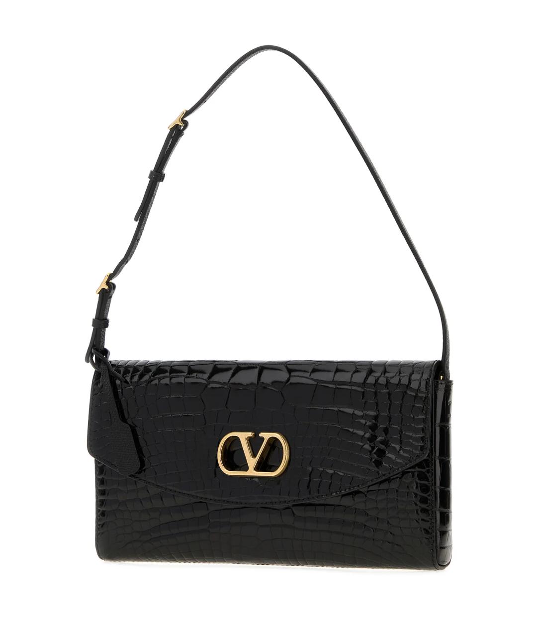 VALENTINO Черная сумка через плечо из кожи аллигатора, фото 2