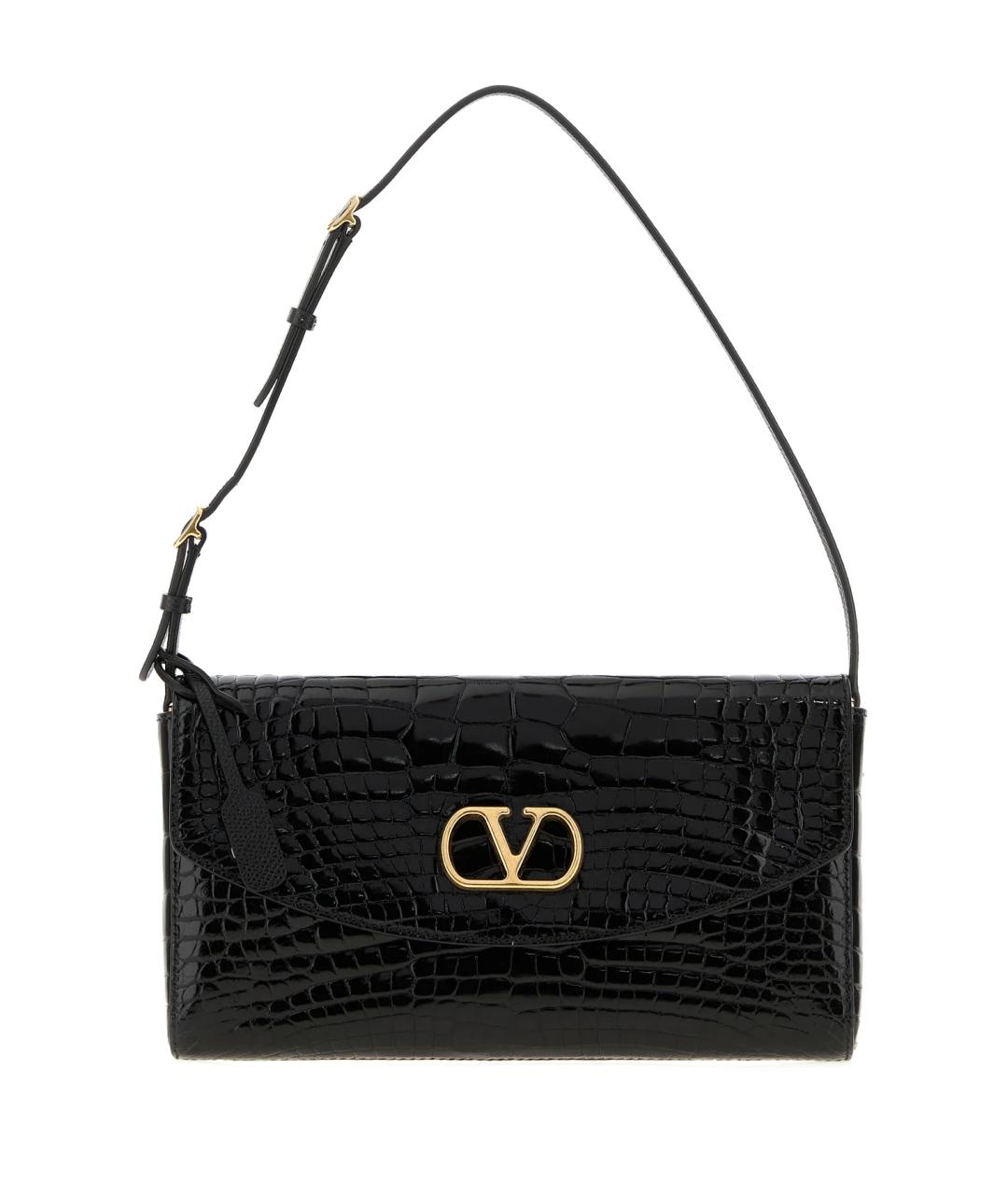 VALENTINO Черная сумка через плечо из кожи аллигатора, фото 1