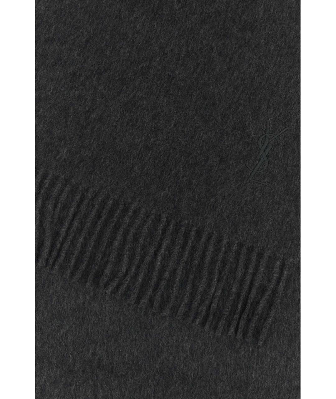 SAINT LAURENT Серый кашемировый шарф, фото 2