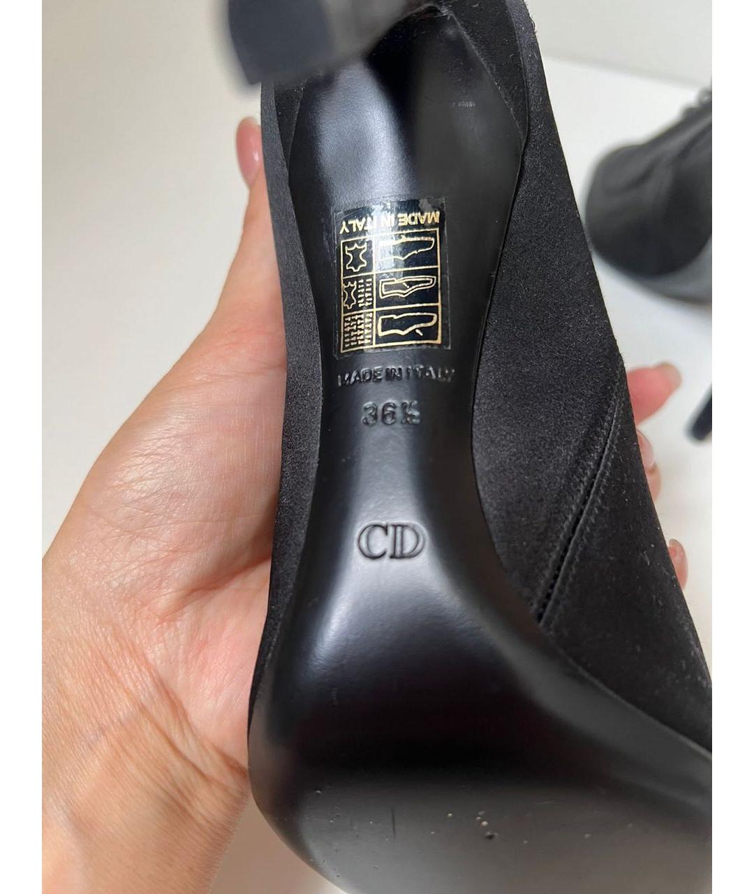 CHRISTIAN DIOR Черные текстильные ботильоны, фото 4