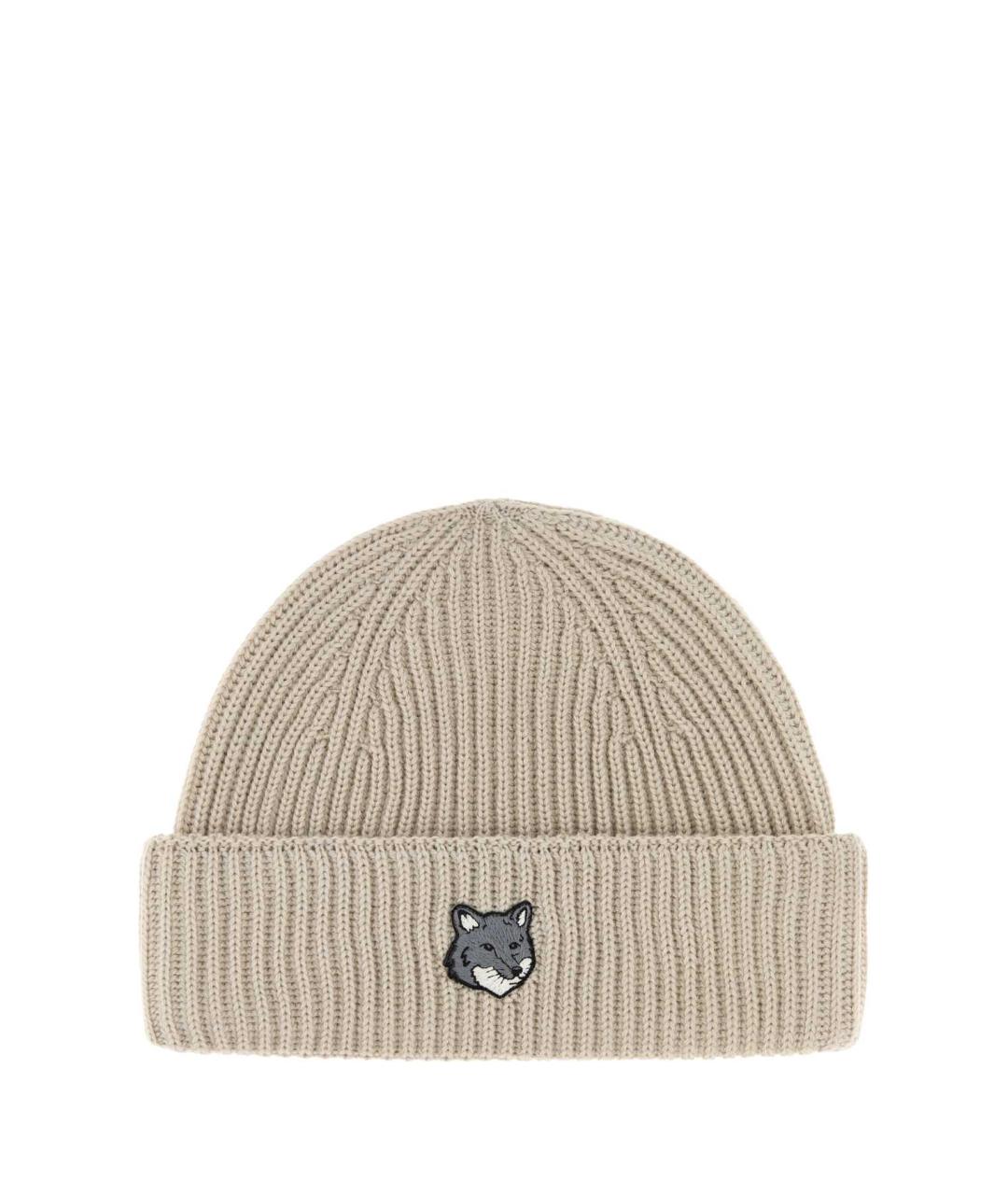 MAISON KITSUNE Бежевая шерстяная шапка, фото 1