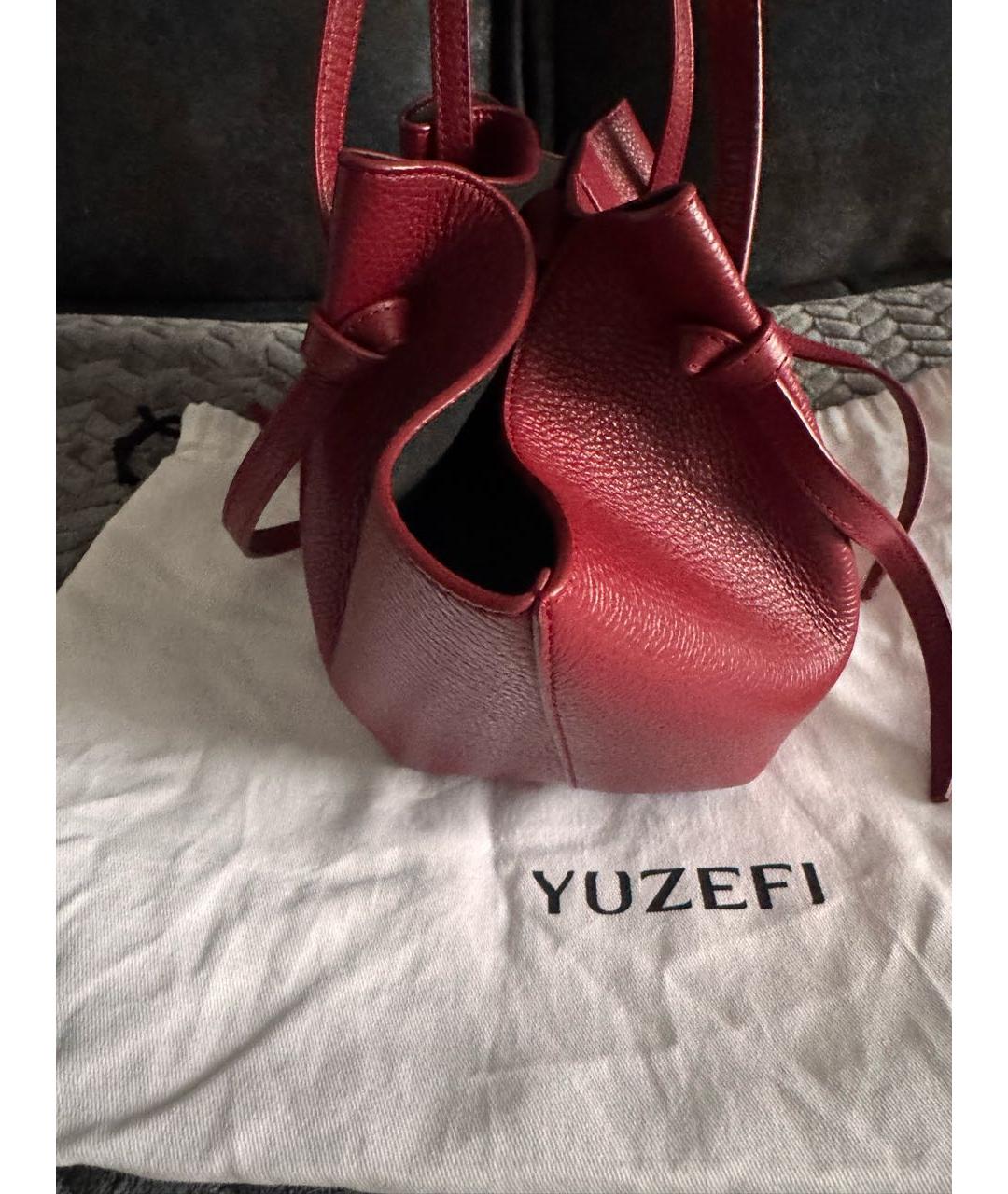 YUZEFI Бордовая кожаная сумка через плечо, фото 2