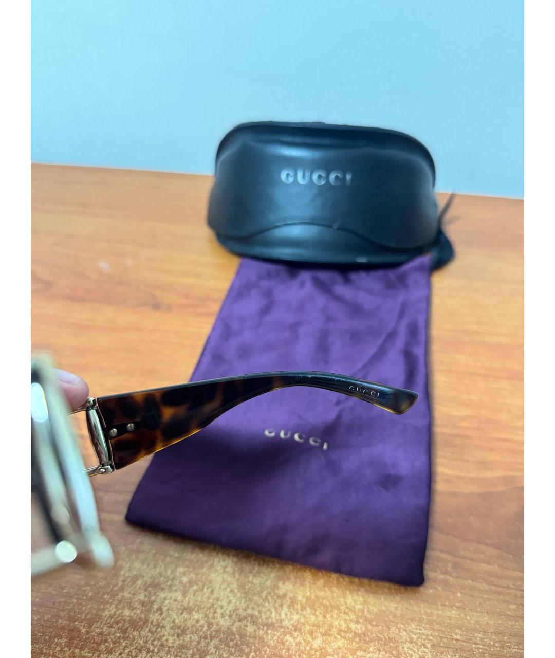 GUCCI Коричневые пластиковые солнцезащитные очки, фото 6