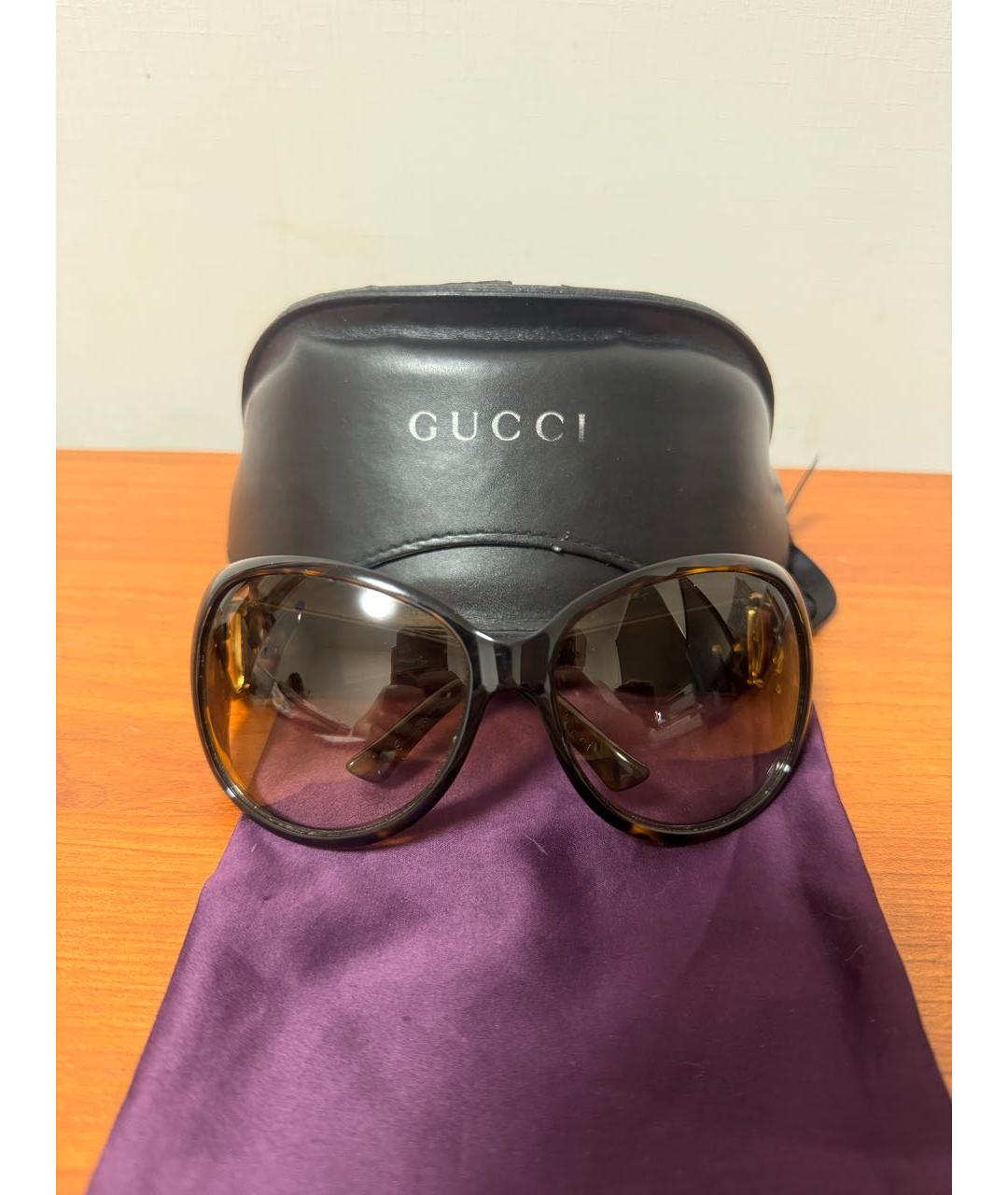 GUCCI Коричневые пластиковые солнцезащитные очки, фото 2
