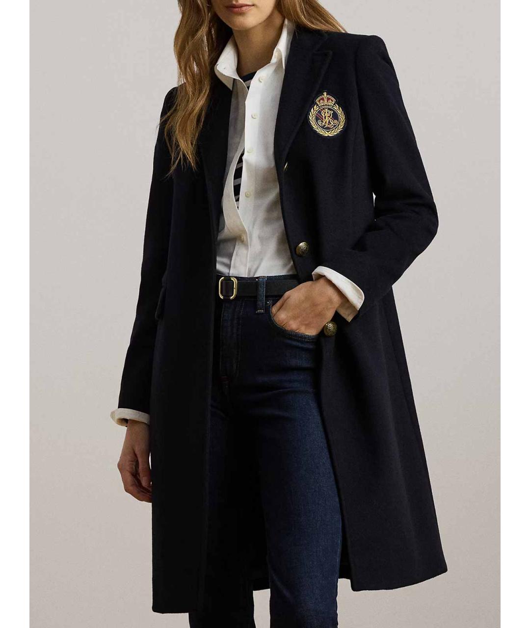 RALPH LAUREN Синее шерстяное пальто, фото 4