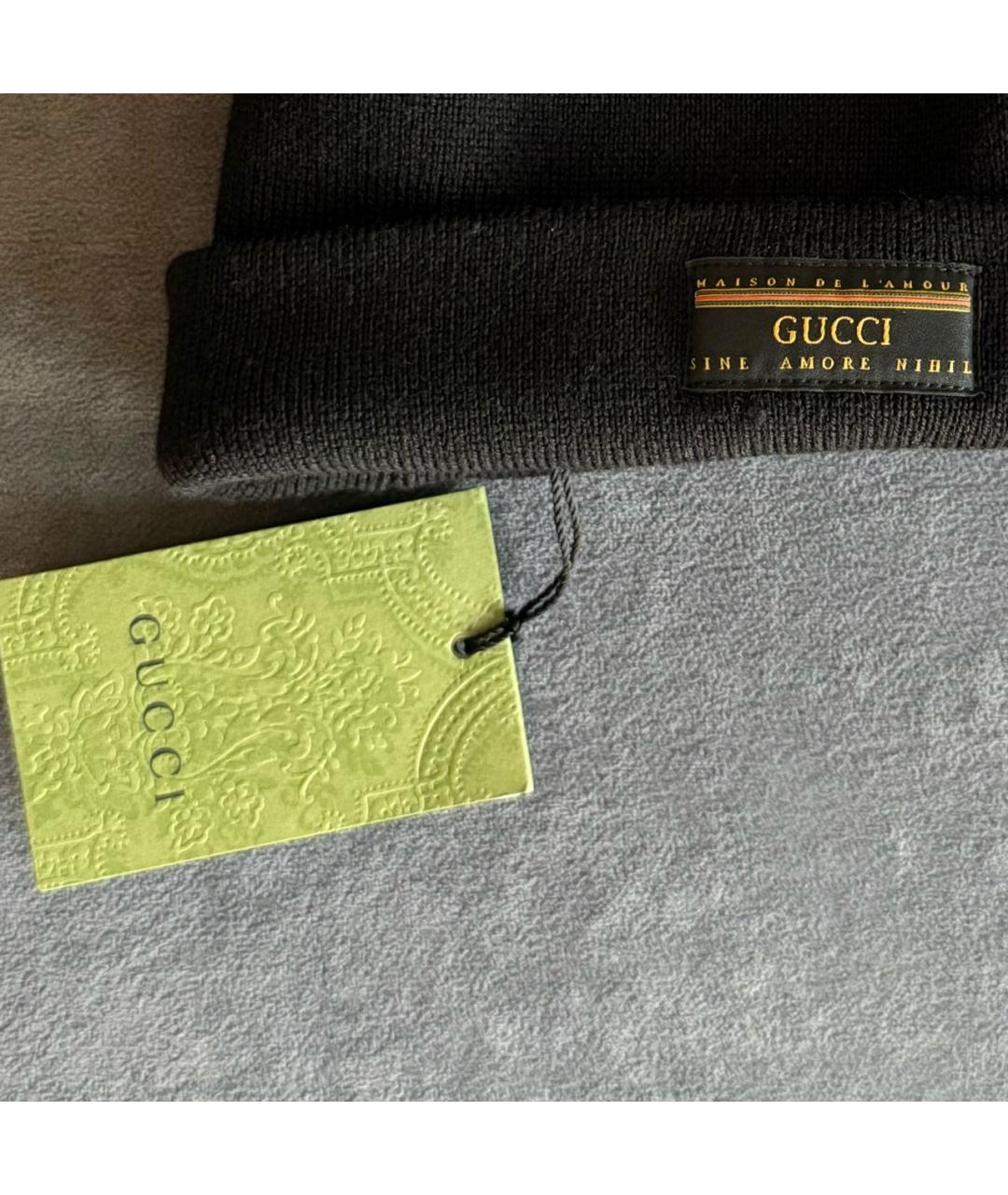 GUCCI Черная шапка, фото 2