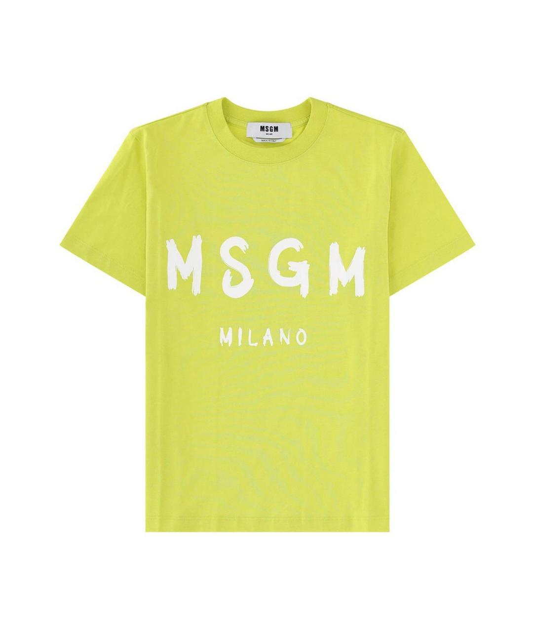 MSGM Салатовая хлопковая футболка, фото 1
