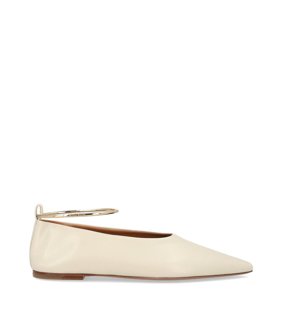JIL SANDER Бежевые кожаные балетки, фото 1