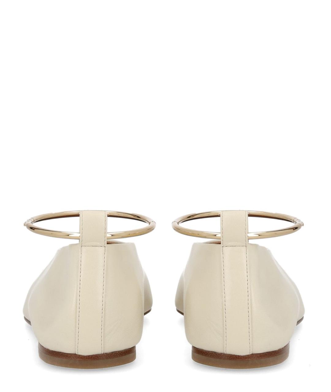 JIL SANDER Бежевые кожаные балетки, фото 4
