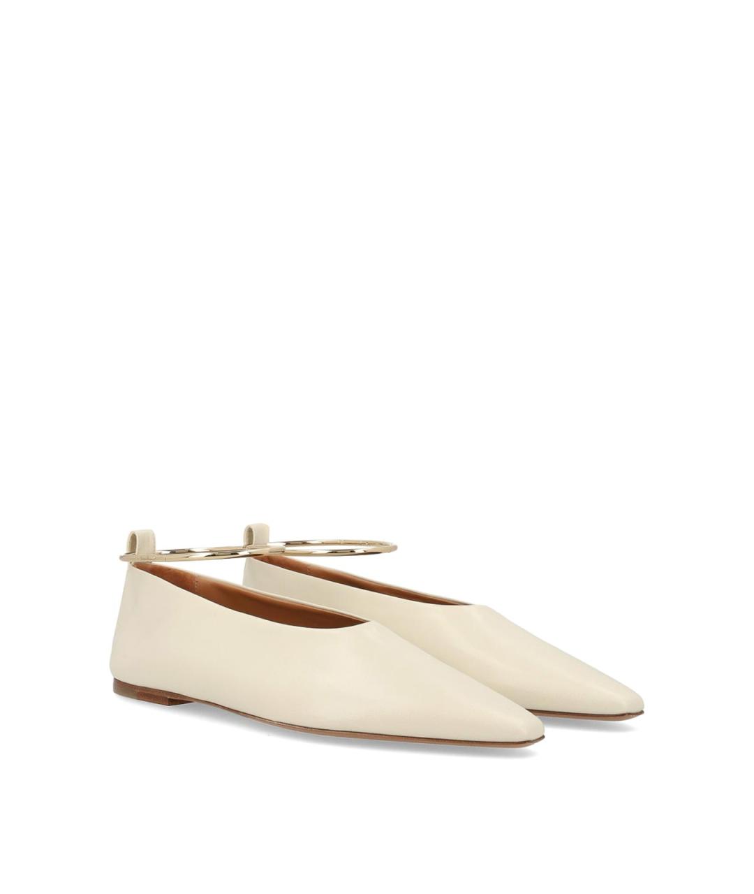 JIL SANDER Бежевые кожаные балетки, фото 2
