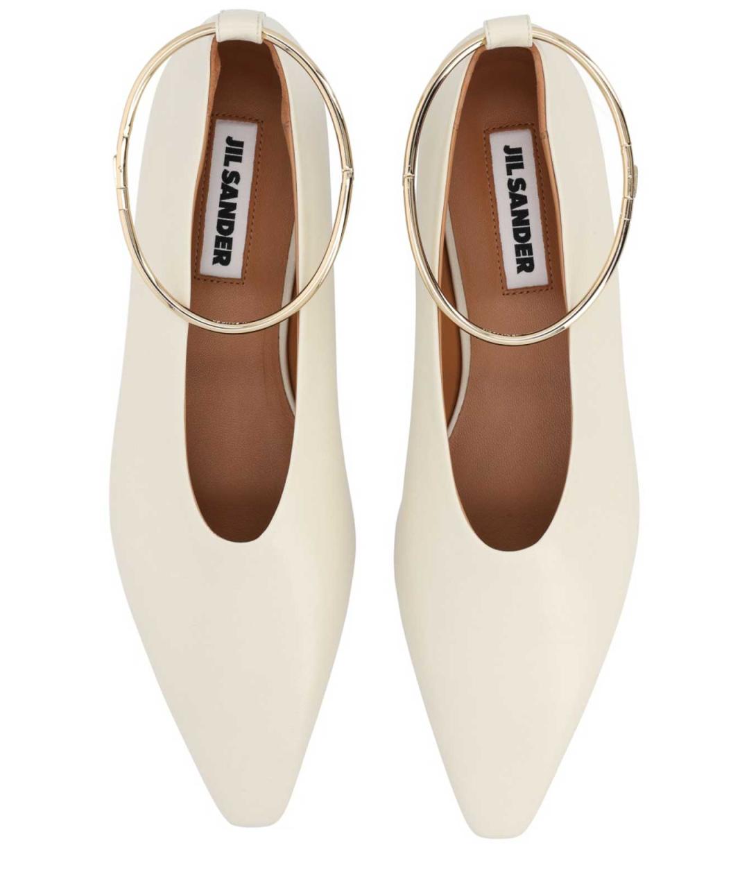 JIL SANDER Бежевые кожаные балетки, фото 5
