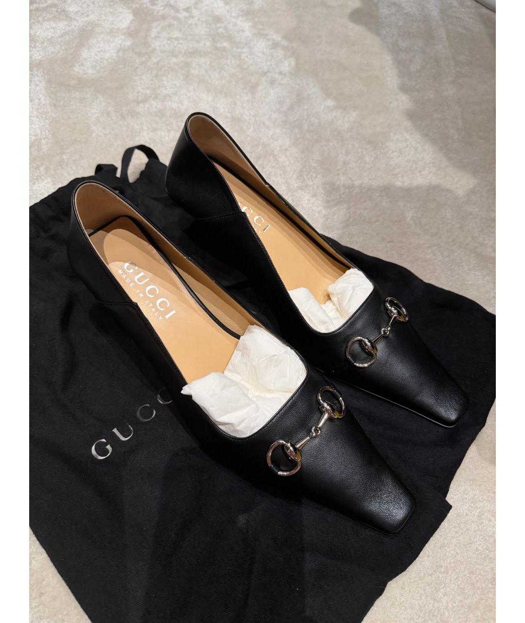 GUCCI Черные кожаные туфли, фото 3