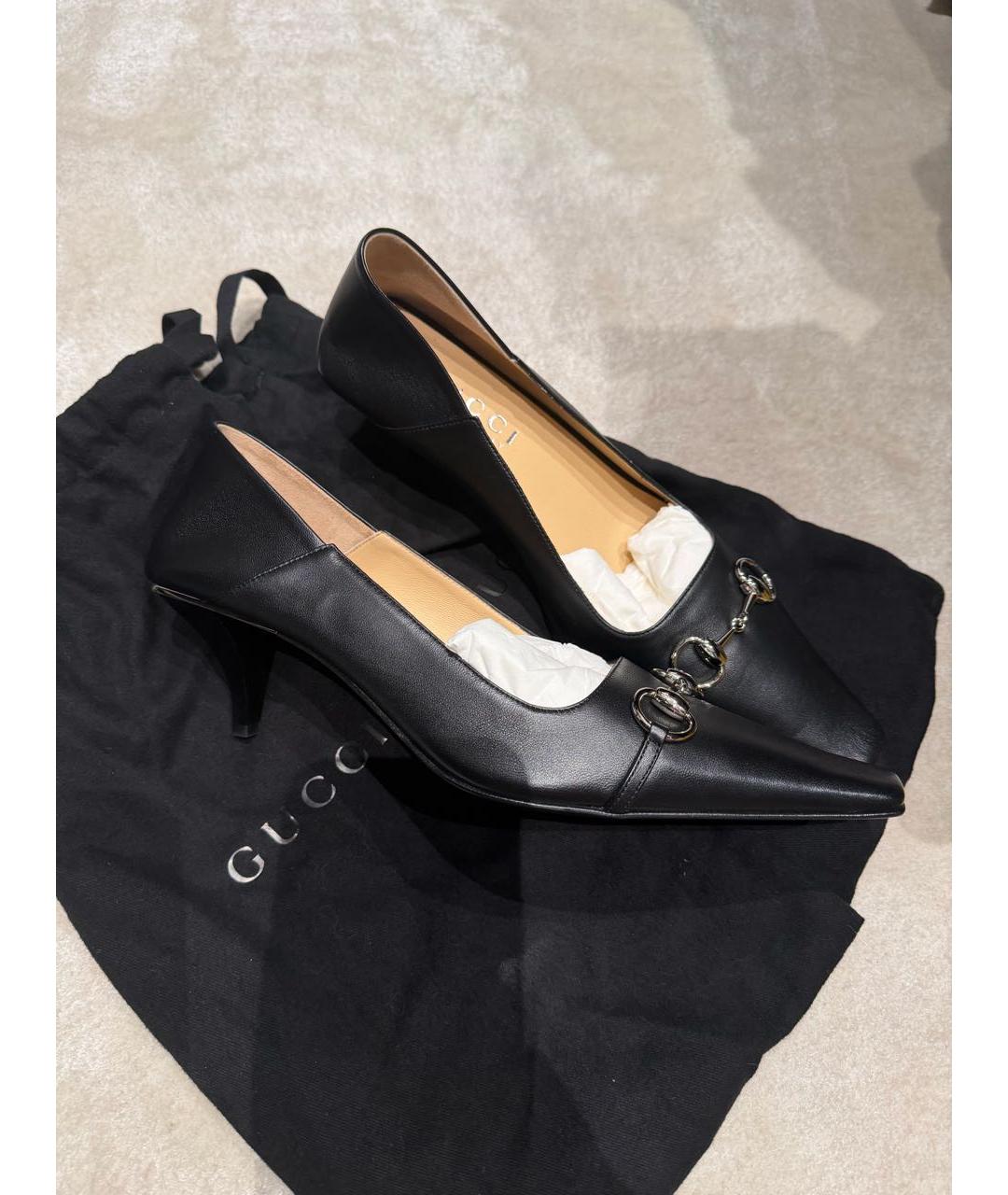 GUCCI Черные кожаные туфли, фото 4