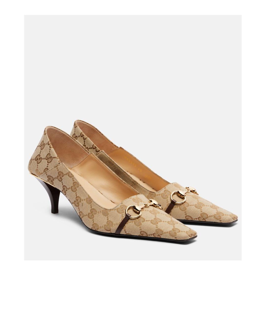 GUCCI Бежевые текстильные туфли, фото 6