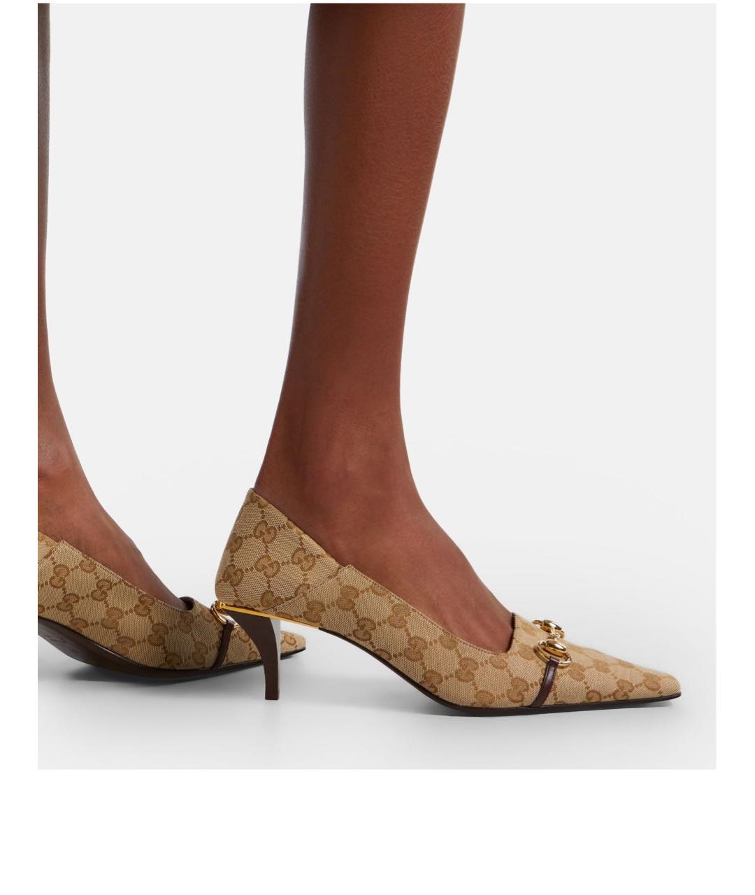 GUCCI Бежевые текстильные туфли, фото 3