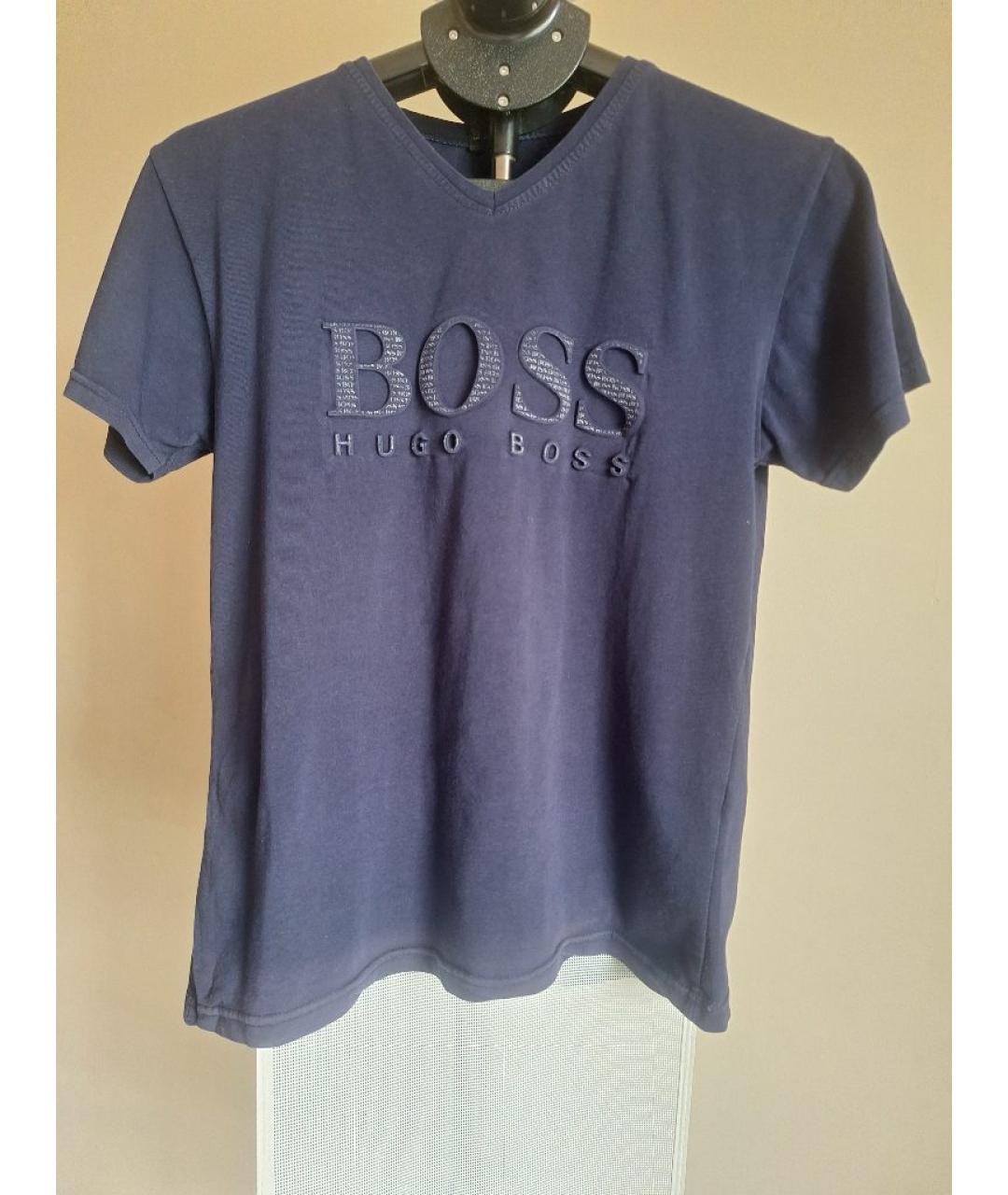 HUGO BOSS Темно-синяя хлопковая футболка, фото 6