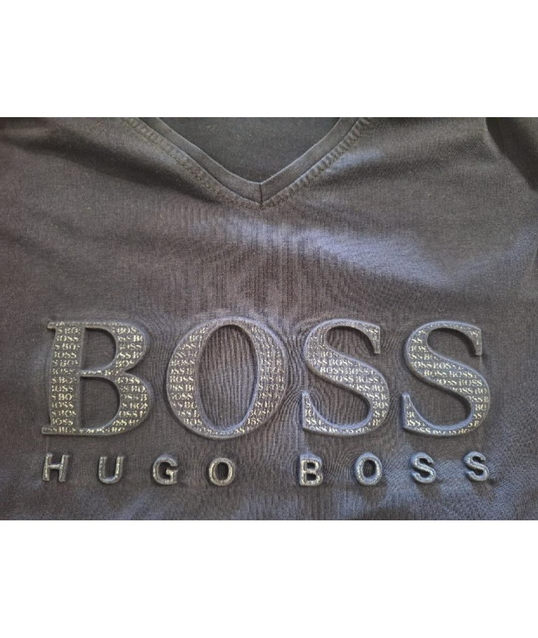 HUGO BOSS Темно-синяя хлопковая футболка, фото 4