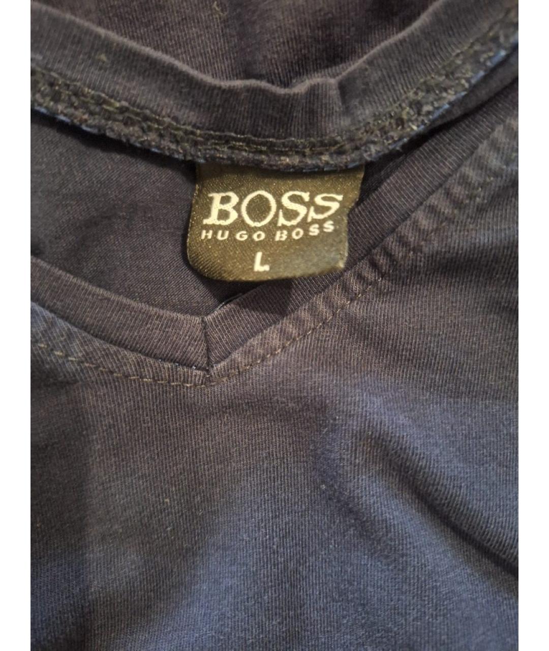HUGO BOSS Темно-синяя хлопковая футболка, фото 3