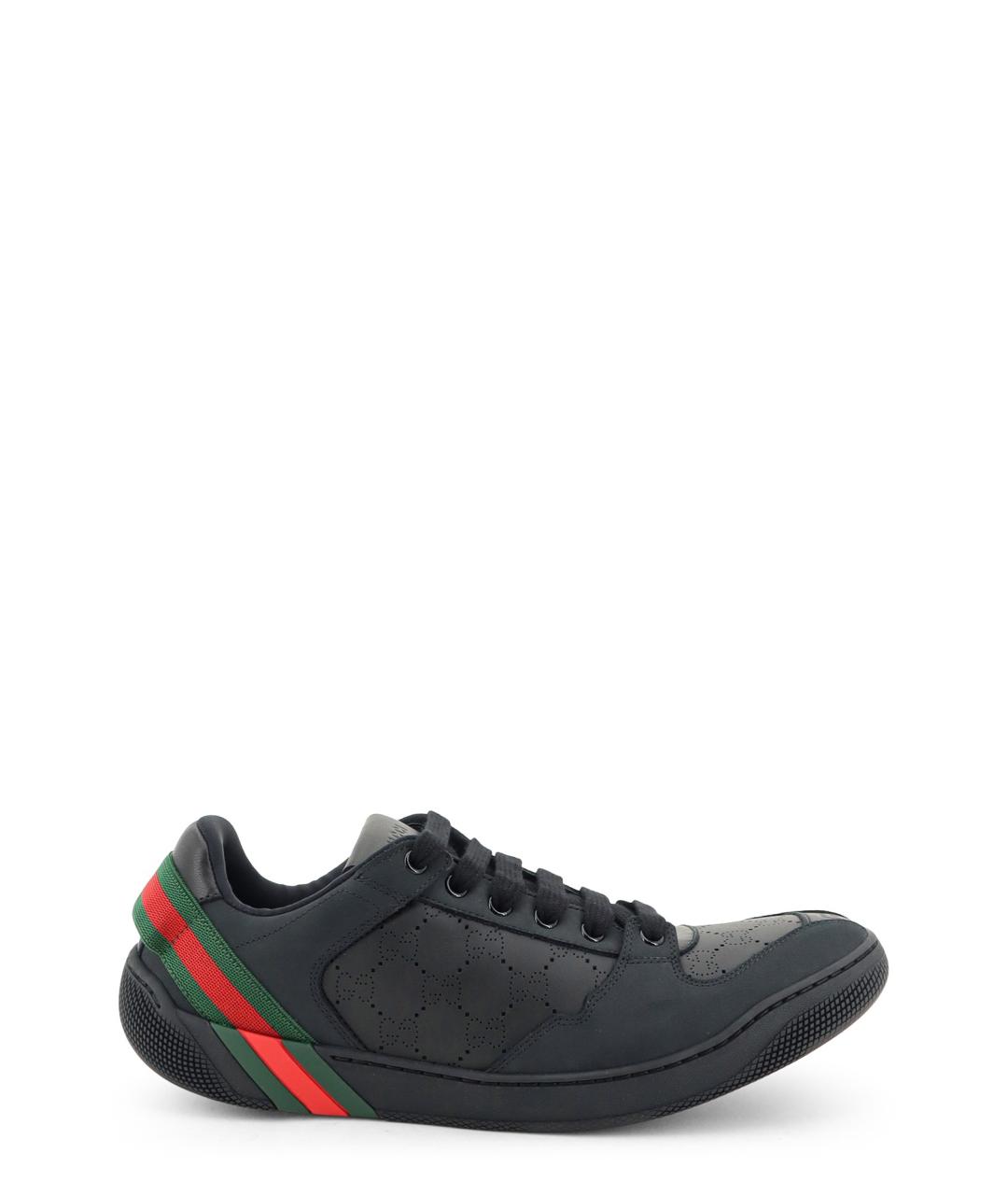 GUCCI Черные кожаные низкие кроссовки / кеды, фото 1