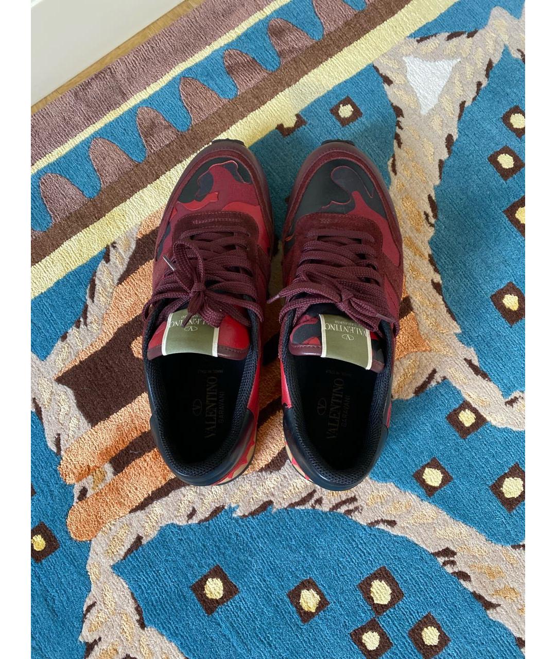 VALENTINO Красные кожаные низкие кроссовки / кеды, фото 3