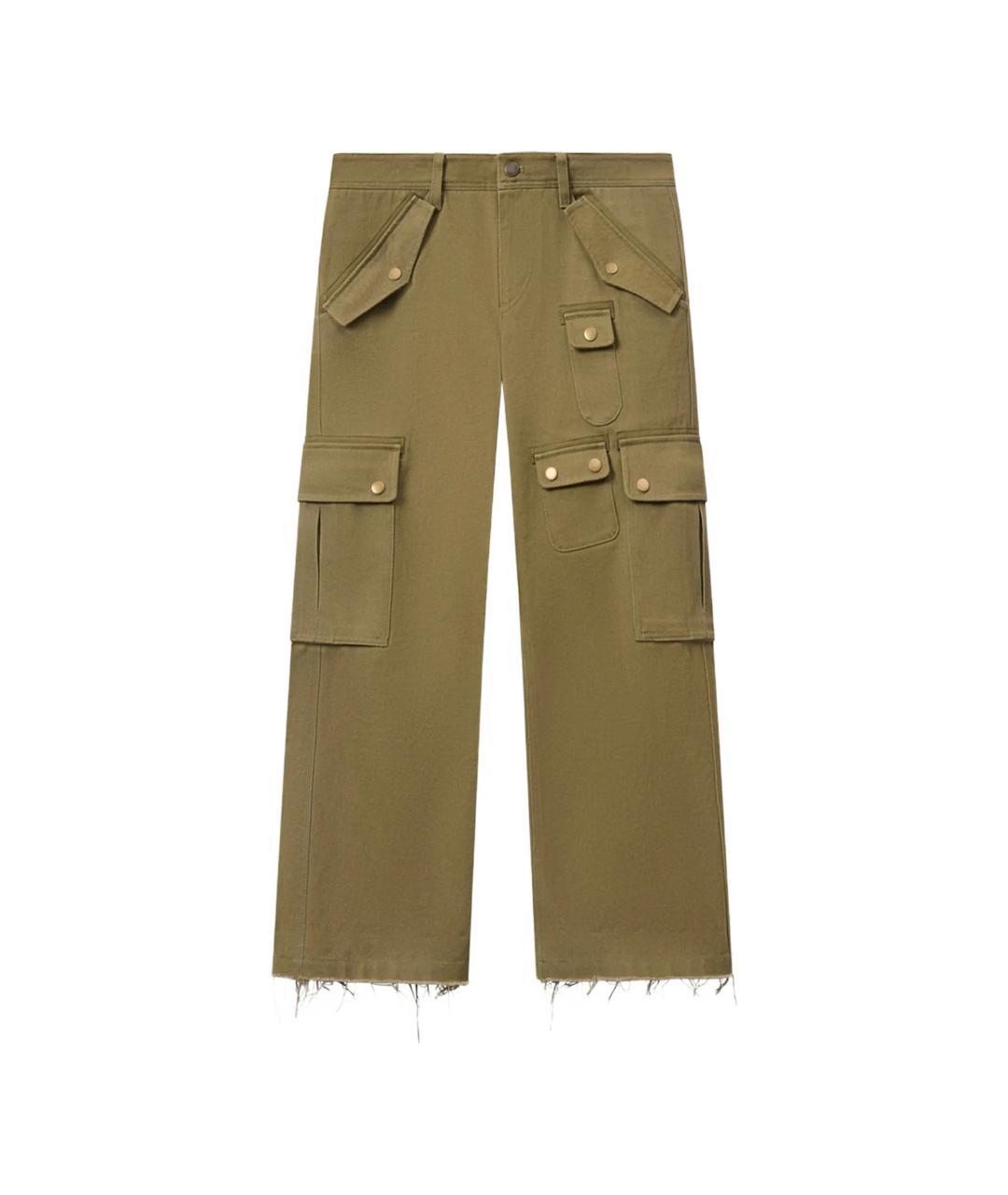 ISABEL MARANT Хаки хлопковые прямые брюки, фото 1