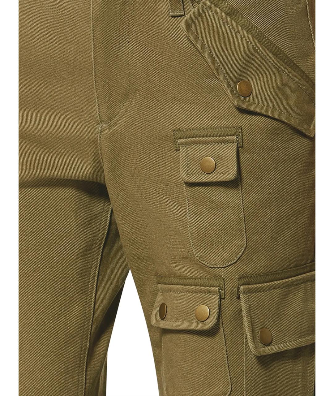 ISABEL MARANT Хаки хлопковые прямые брюки, фото 2