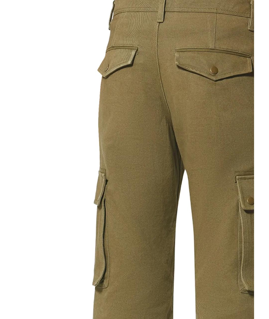 ISABEL MARANT Хаки хлопковые прямые брюки, фото 3