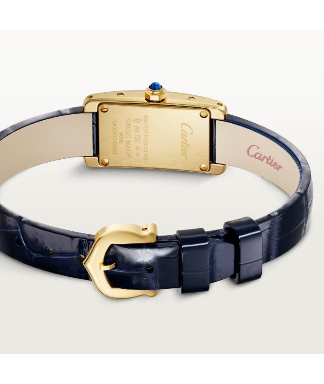 CARTIER Темно-синие часы из желтого золота, фото 4