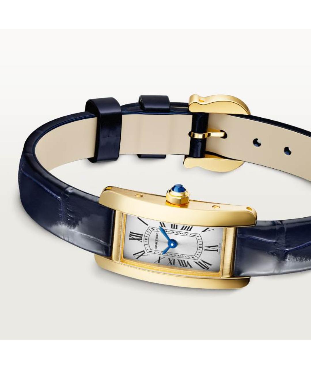 CARTIER Темно-синие часы из желтого золота, фото 3