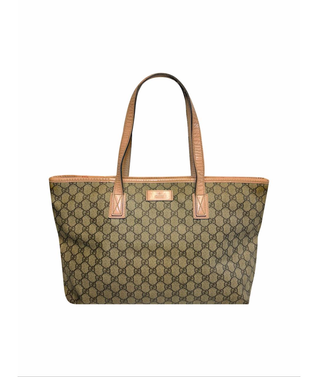 GUCCI Коричневая сумка тоут из канвы, фото 1