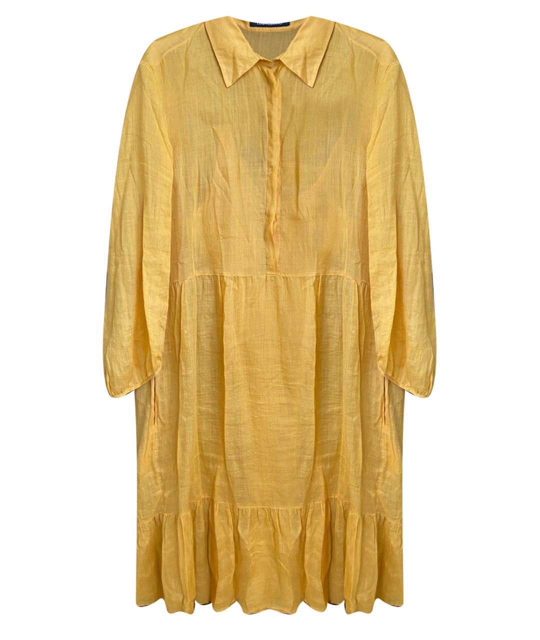 LUISA CERANO Желтое хлопковое повседневное платье, фото 9