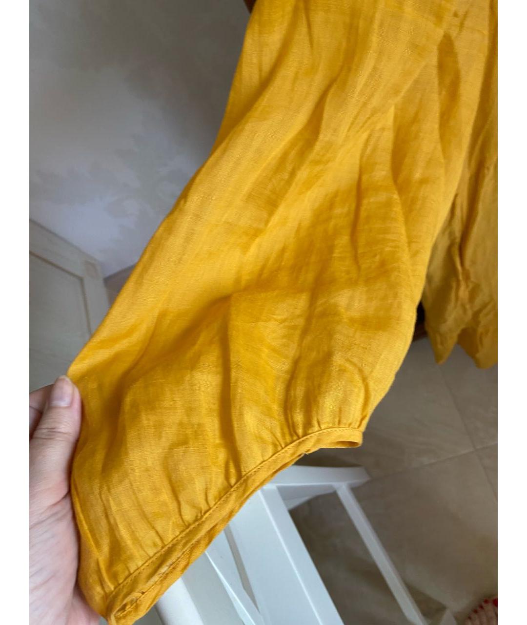 LUISA CERANO Желтое хлопковое повседневное платье, фото 4