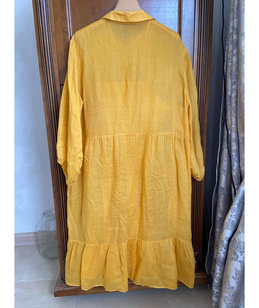 LUISA CERANO Желтое хлопковое повседневное платье, фото 2