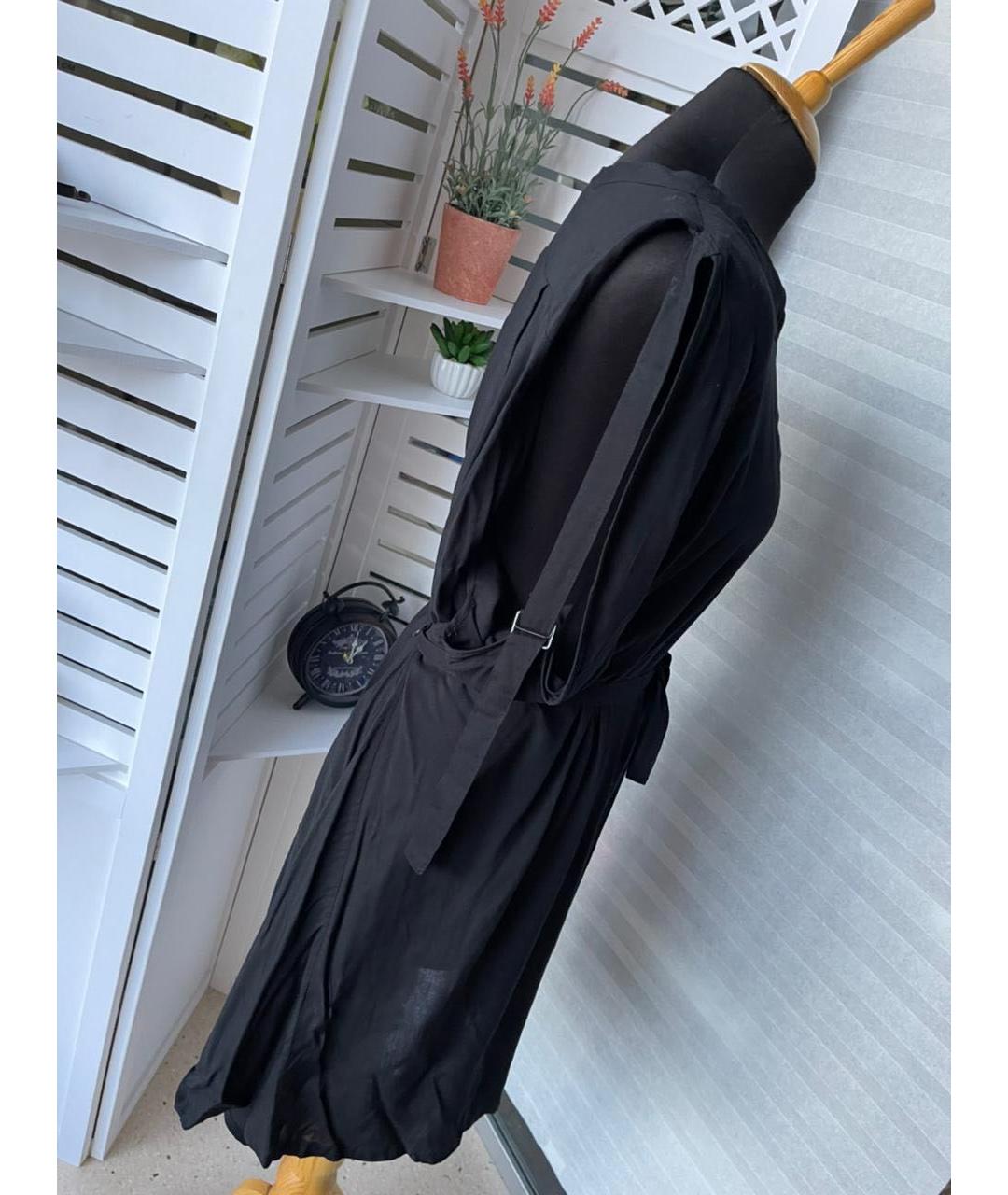 ANN DEMEULEMEESTER Черное вискозное повседневное платье, фото 7